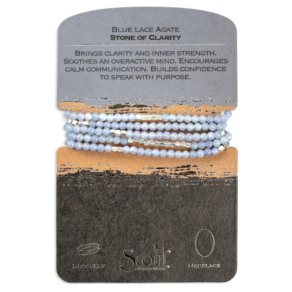 Stone Wrap: Blue Lace Agate/Silver - Stone of Clarity