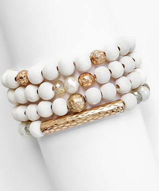 4 Row Textured Metal Accent Bracelet