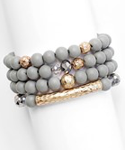4 Row Textured Metal Accent Bracelet