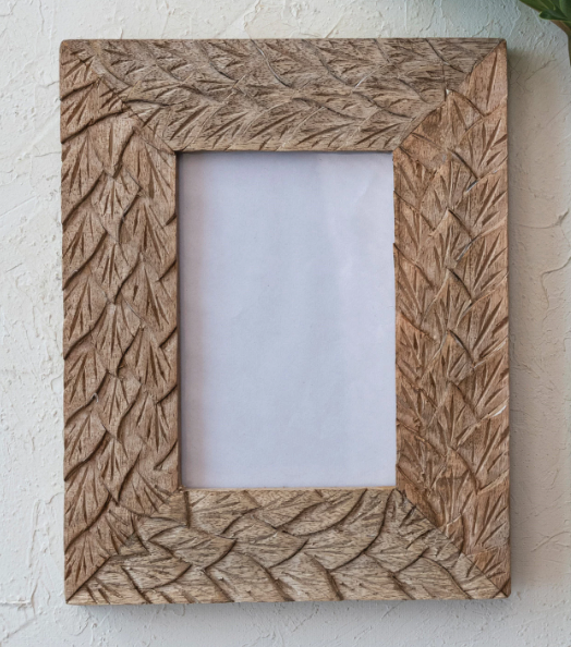 Hand-Carved Wood Leaf Frame