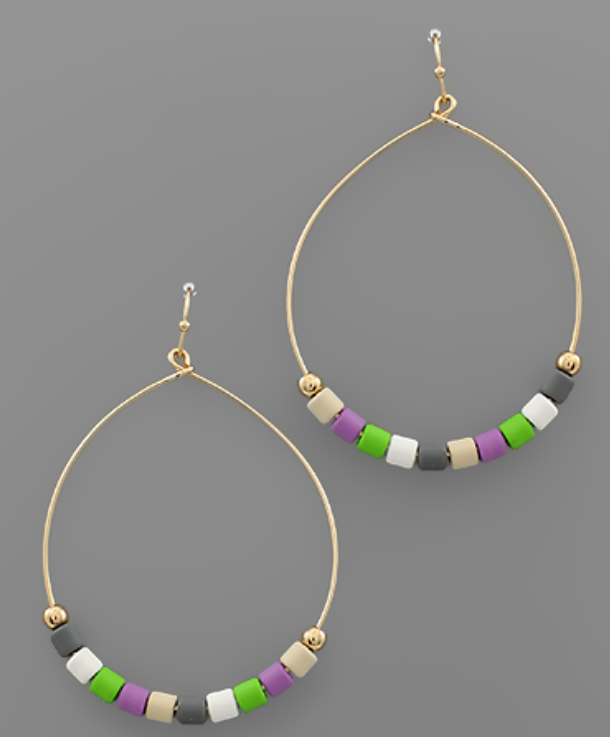 Color Bead Oval Earrings