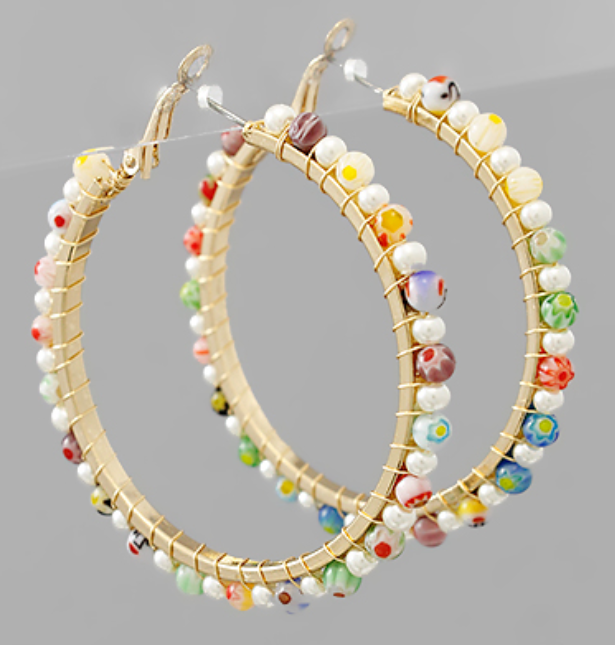 Multi Bead Wrapped Hoops