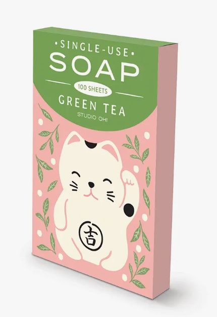 Lucky Cat Single-Use Soap Sheets, Green Tea