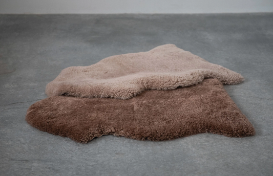 New Zealand Lamb Fur Rug, Nude