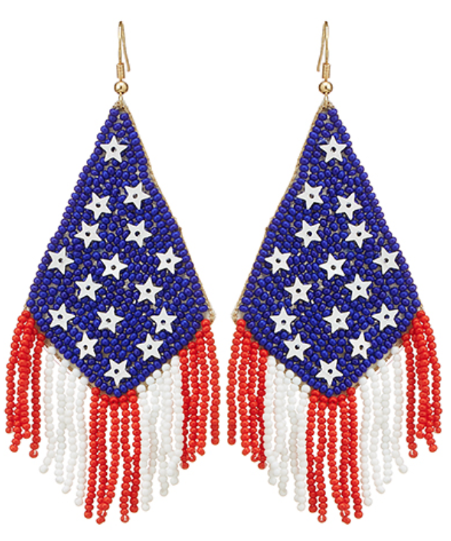 America Flag Tassel Earrings