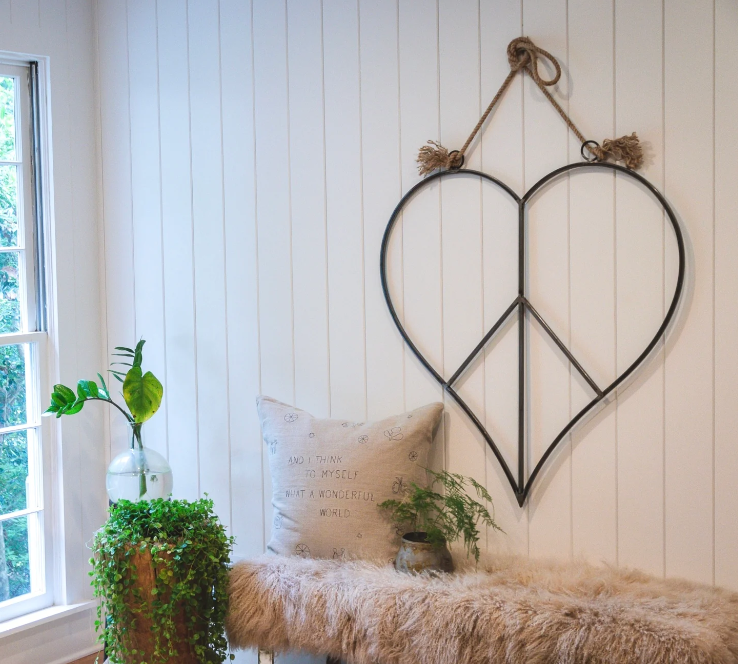 Hanging Heart Peace Sign