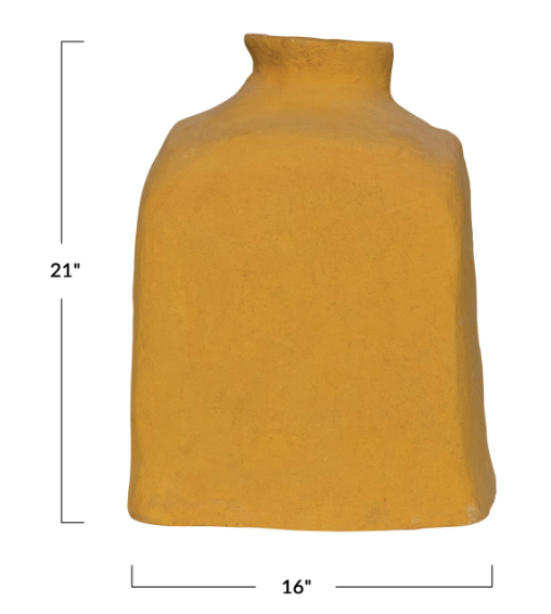 Mustard Paper Mache Vase