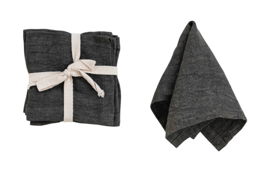 Charcoal Stonewashed Linen Napkin Set