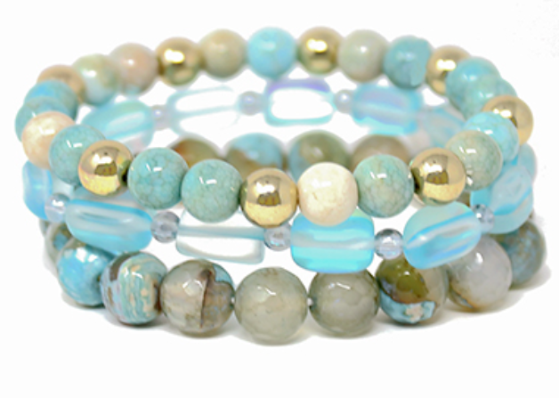 3 Stone & Beads Bracelet