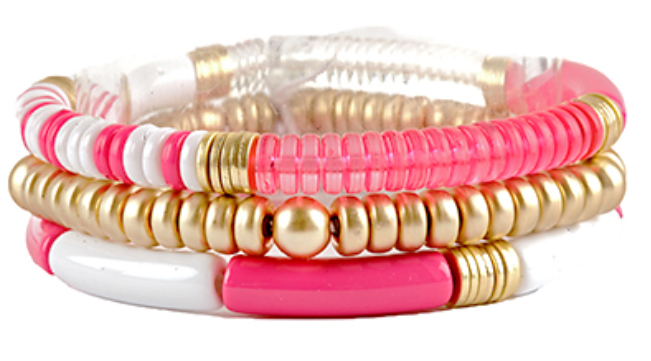 Pink Acrylic Beaded Bracelet