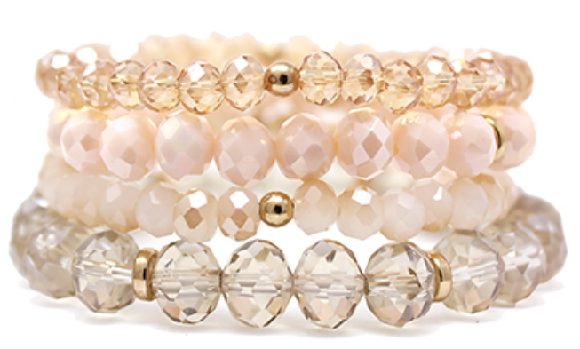 4 Row Beads Glass Bracelet