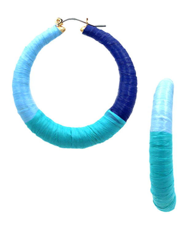 Multi-Colored Raffia Wrapped Hoops