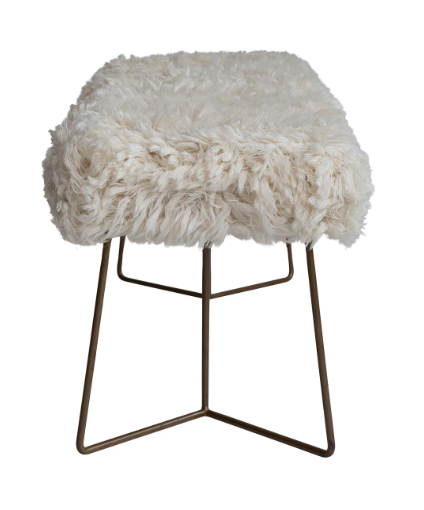 New Zealand Wool Shag Bench