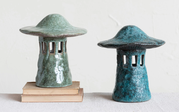 Stoneware Mushroom Lanterns