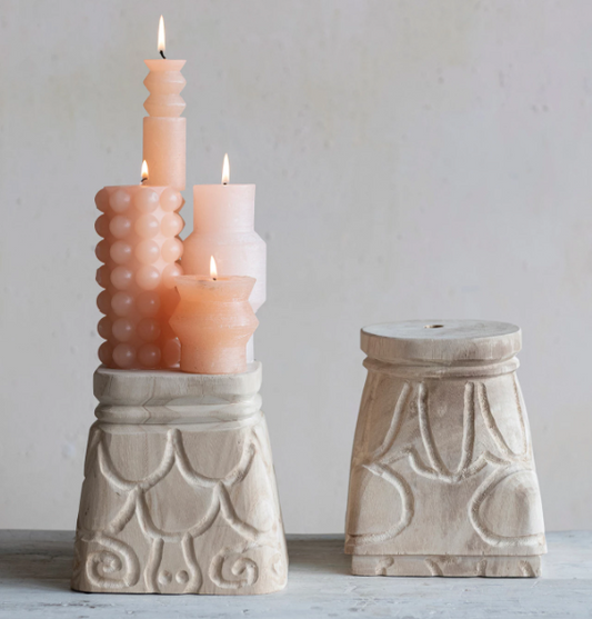 Hand-Carved Wooden Pedestals