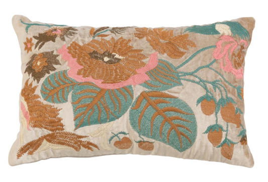 Velvet Floral Lumbar Pillow