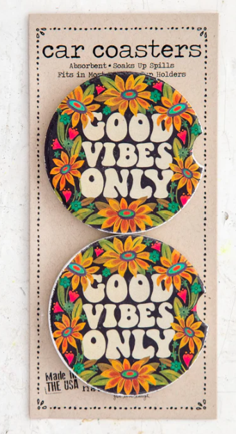 Good Vibes Only Car Coasters