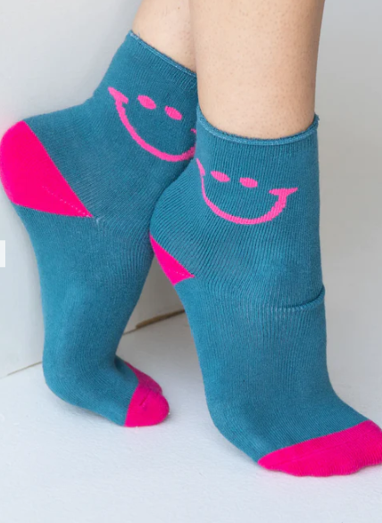 Roll Top Sock Set - Peace Smiley