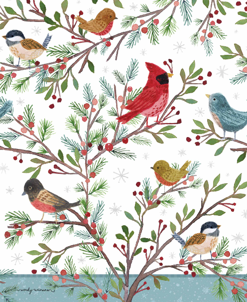 Winter Bird Branches 20" Art Pole