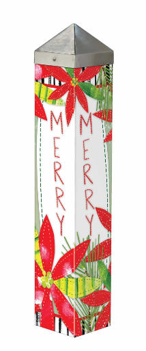 Holly Jolly Poinsettias 20" Art Pole