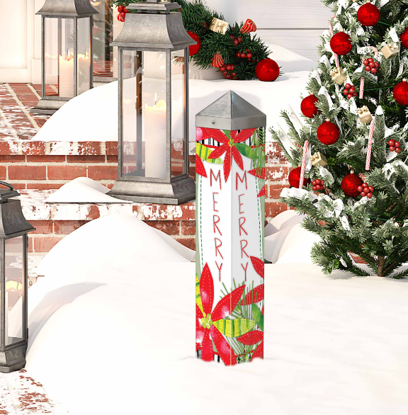 Holly Jolly Poinsettias 20" Art Pole