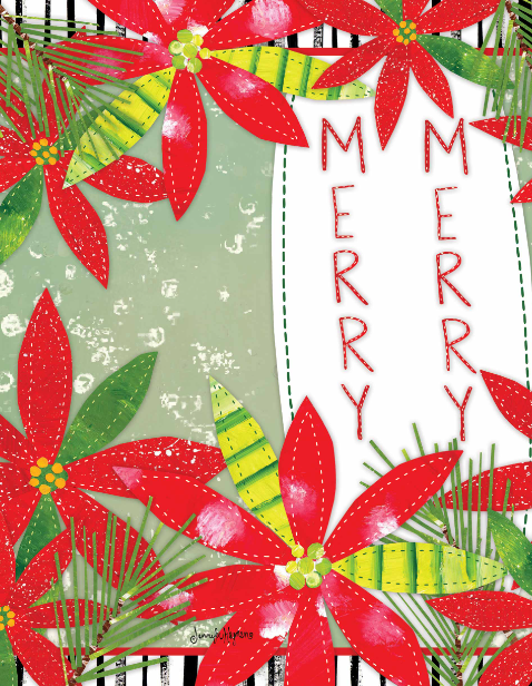 Holly Jolly Poinsettias 20" Art Pole