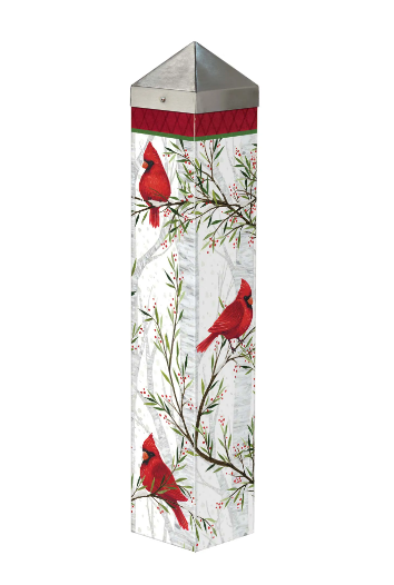 Cardinals in Birch 20" Art Pole