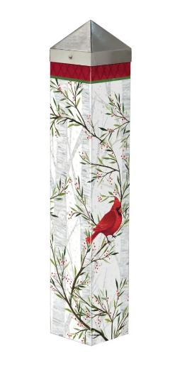 Cardinals in Birch 20" Art Pole