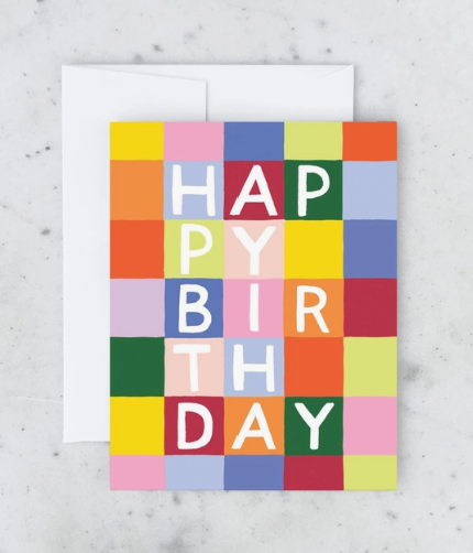 Rainbow Checks Birthday Card