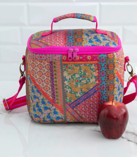 On The Go Lunch Tote - Folk Flower Patchwork