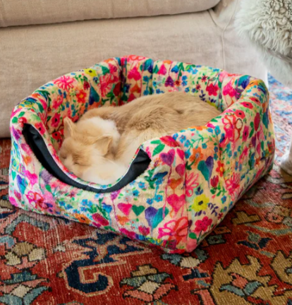 Collapsible Cozy Cat Bed - Love Graffiti Floral