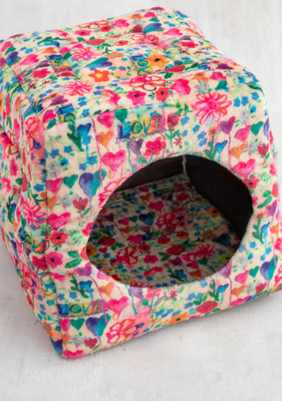 Collapsible Cozy Cat Bed - Love Graffiti Floral