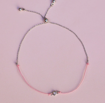 Boarding for Breast Cancer Thread Chain Slider Bracelet