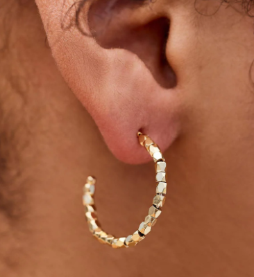 Diamond Cut Hoop Earrings, Gold