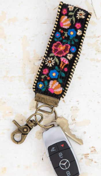 Embroidered Key Chain - Black