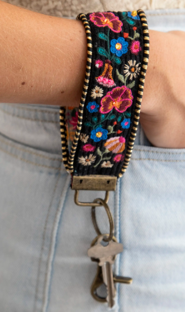 Embroidered Key Chain - Black