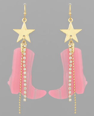Western Boots & Star Dangle Earrings