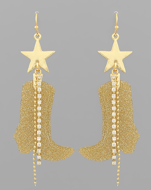 Western Boots & Star Dangle Earrings