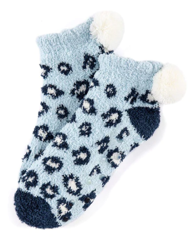 Alma Leopard Home Socks, Blue