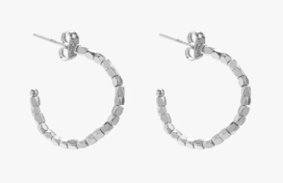 Diamond Cut Hoop Earrings, Silver