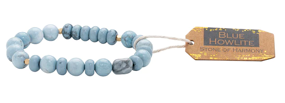 Stone Stack Bracelet, Blue Howlite - Stone of Harmony