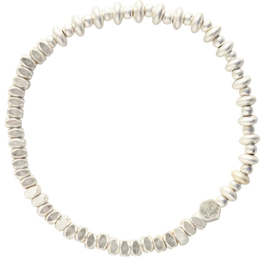 Mini Metal Stacking Bracelet - Mixed Silver Beads