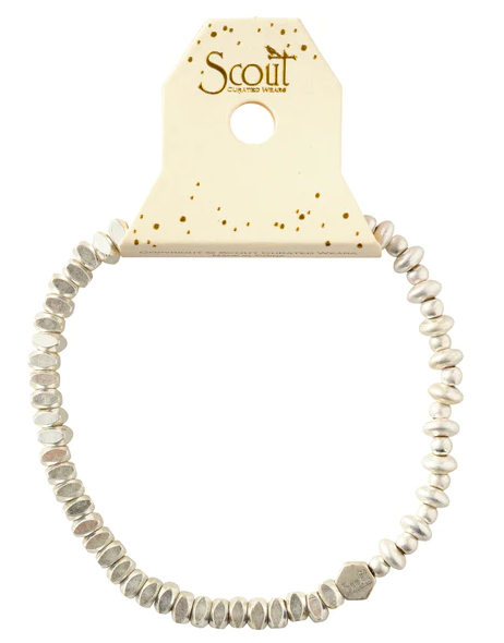 Mini Metal Stacking Bracelet - Mixed Silver Beads