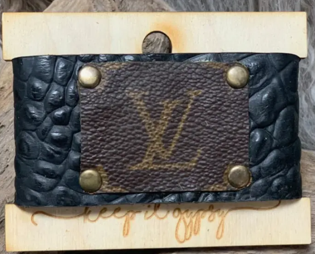 LV Upcycled Cuff Collection 4, Black