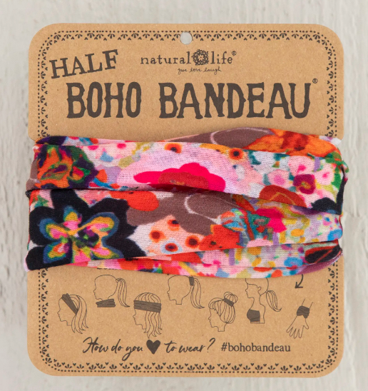 Half Boho Bandeau Headband - Meadow Light Pink