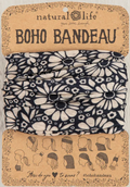Full Boho Bandeau Headband - Black White Daisies