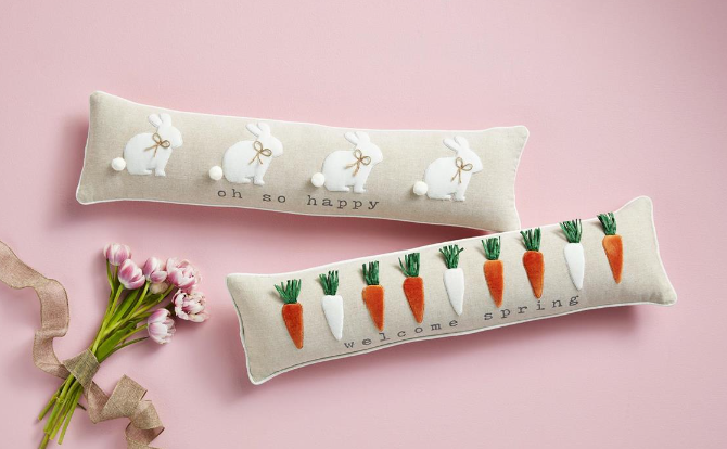 Carrot & Bunny Long Applique Pillows