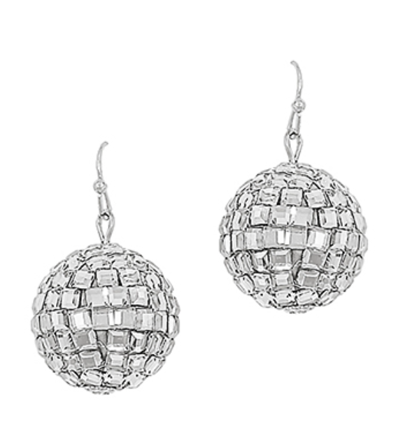 Silver Disco Ball Earrings