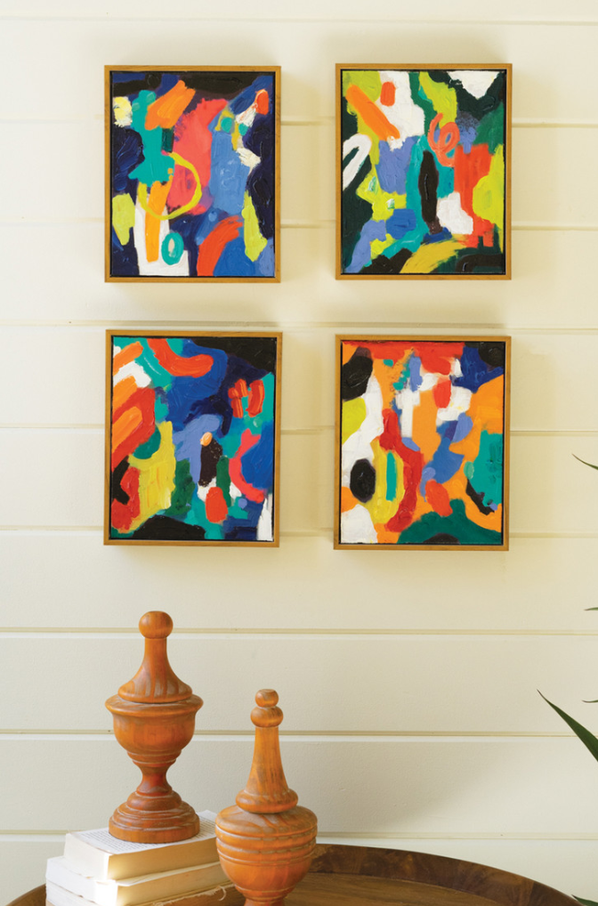 Framed Colorful Abstract Oil Paintings