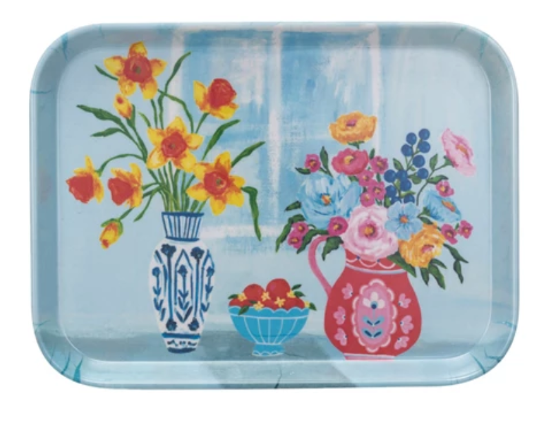Flowers in Vases Bamboo Fiber Tray